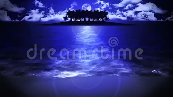 波浪拍打海岸奢享暑假概念有蓝色海水的岛循环动画视频的预览图
