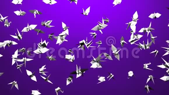 紫色背景上的折纸起重机视频的预览图