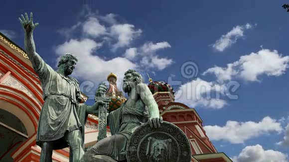 1818年俄罗斯莫斯科红场米宁和波贾尔斯基纪念碑落成视频的预览图