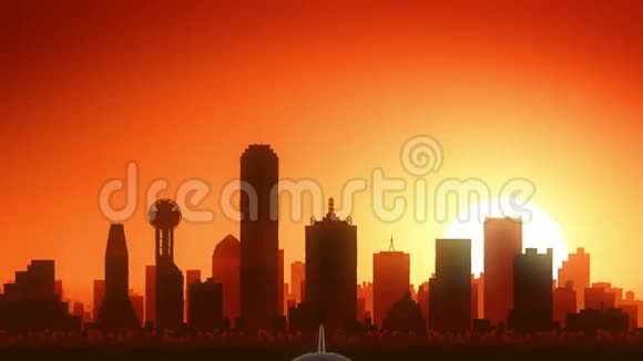 德克萨斯州达拉斯美国天空之线日出起飞视频的预览图
