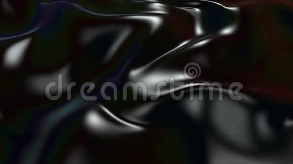 抽象的黑色丝质织物在空气中缓慢地形成美丽的褶皱波状组织表面4k三维动画视频的预览图