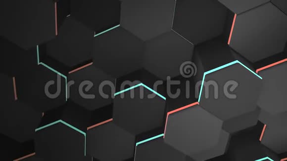 运动暗黑十六进制网格背景抽象背景视频的预览图