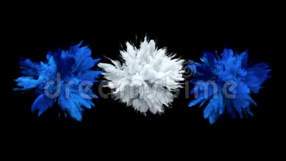 蓝色白色爆炸多种颜色的烟雾爆炸流体粒子视频的预览图