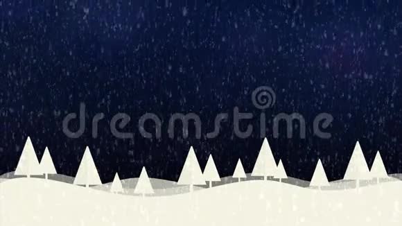 雪和圣诞树高清1080蓝色背景视频的预览图