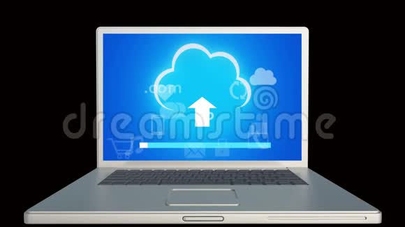 笔记本电脑上的云计算连接概念虚拟互联网图标视频的预览图