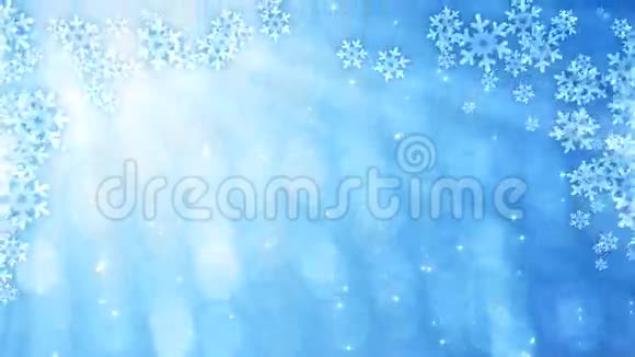 蓝色闪闪发光的窗帘有雪花视频的预览图