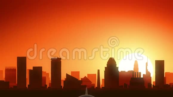 美国马里兰巴尔的摩美国天际线日出起飞视频的预览图