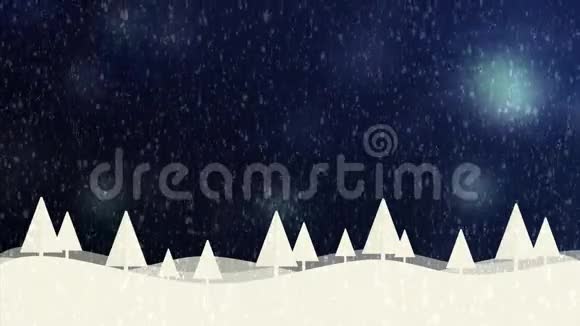 雪和圣诞树高清1080蓝色背景视频的预览图