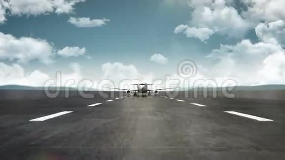 3D飞机在跑道上起飞背景是机场世界旅游视频的预览图