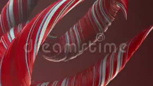 红色的扭曲形状计算机生成的抽象几何三维渲染循环动画高清分辨率视频的预览图