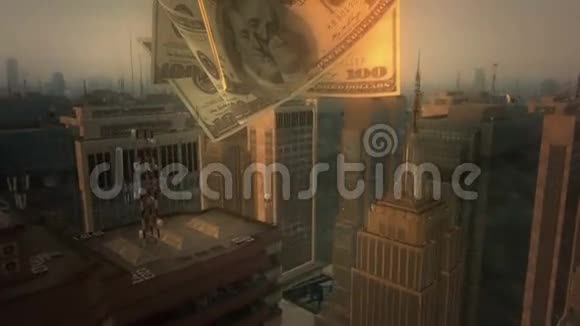 三维空中城市和金钱视频的预览图
