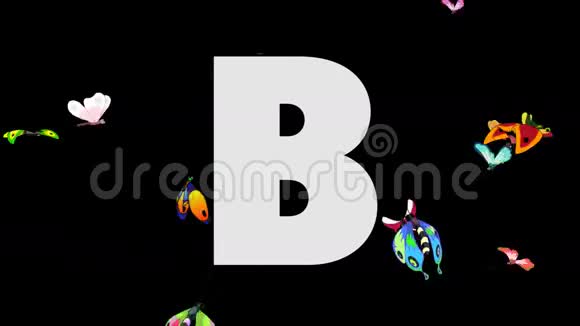 字母B和蝴蝶背景视频的预览图