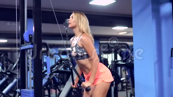 健身女子健身三头肌举重视频的预览图