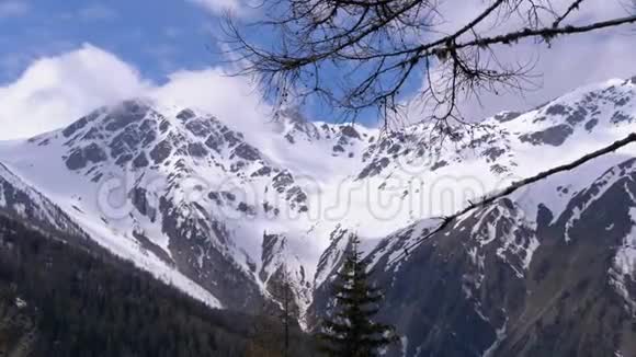 瑞士阿尔卑斯山雪山峰全景视频的预览图