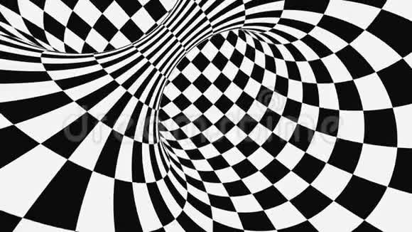 黑白幻视错觉抽象催眠动画背景格子几何环形壁纸视频的预览图