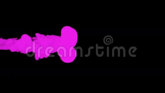 蓝紫色油墨溶解在水中的黑色背景抽象背景墨水注入流体三维渲染视频的预览图