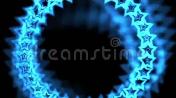 由光环洞隧道组成的蓝色恒星抽象的VJ背景视频的预览图