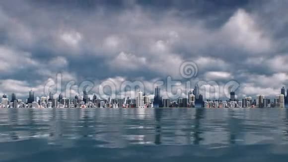 抽象城市景观从水的时间流逝4K视频的预览图