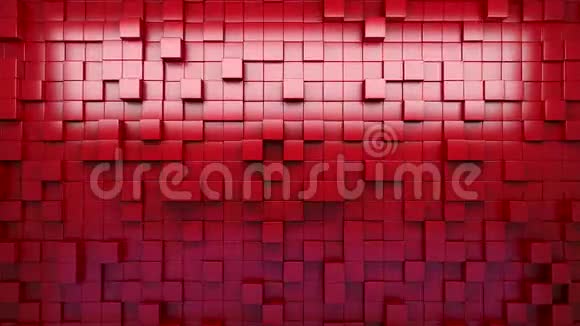 3D绘制红色挤压立方体抽象背景循环视频的预览图