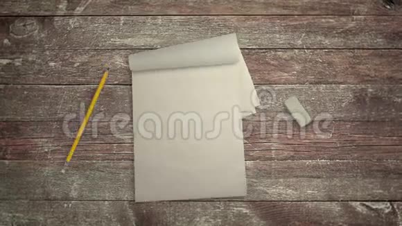 笔记本铅笔和橡皮擦在桌子上停止运动视频的预览图