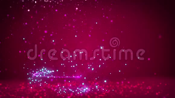紫色大圣诞树从发光发亮的粒子在左边带有复制空间的圣诞背景冬季主题视频的预览图