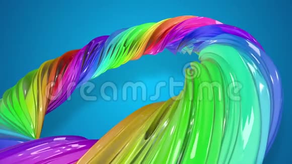 油漆流动在一个圆圈内移动用混合油彩形成丝带的抽象色彩丰富的创作背景视频的预览图