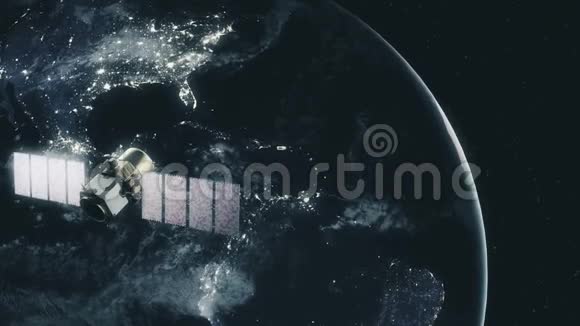 地球轨道上的现代卫星视频的预览图