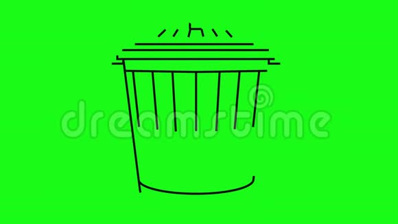 绿色屏幕上垃圾桶的线条灵活视频的预览图