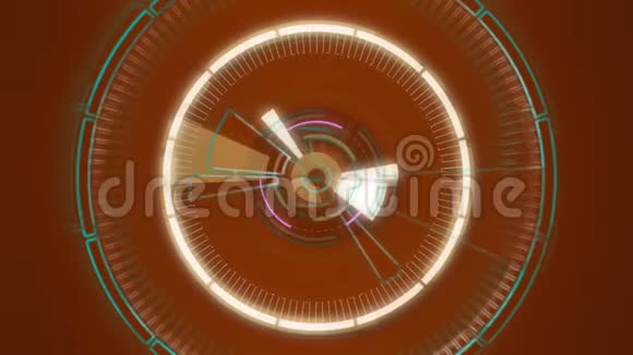 红色抽象圆形动画高科技背景带圆圈未来派科幻HUD效应视频的预览图