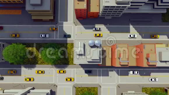 大型卡通城市街道交通视频的预览图