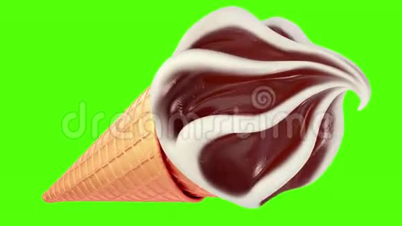 冰淇淋在绿色背景上慢慢旋转视频的预览图