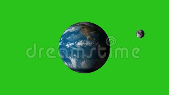 地球和月亮旋转的绿色屏幕视频的预览图