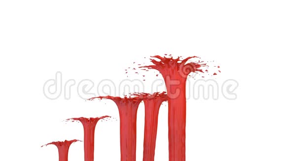 美丽的喷泉喷出的液体像红色的油漆喷泉与许多液体流上升高3D渲染非常高视频的预览图