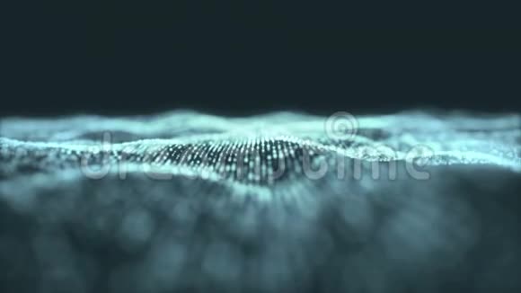 蓝色数字波背景抽象标题模糊动画的粒子无缝视频的预览图