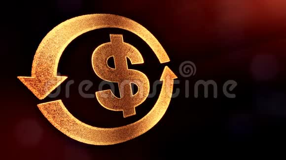 圆箭徽上的美元标志发光粒子的金融背景具有景深的3D循环动画视频的预览图