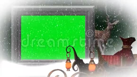 圣诞视频与动画驯鹿降雪视频的预览图
