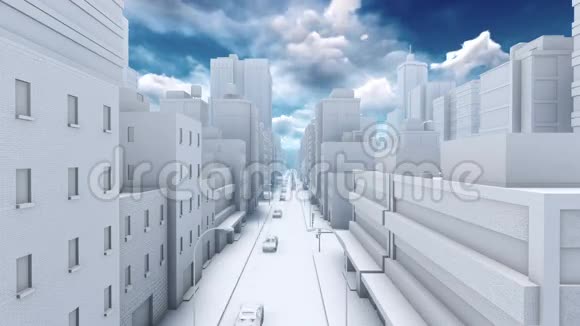 摘要白色3D城市街道交通4K时间间隔视频的预览图