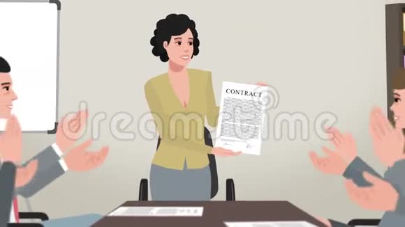 卡通公司妇女展示商业合约视频的预览图
