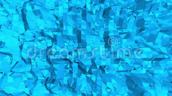 蓝色低聚振动表面作为晶体细胞蓝色多边形几何振动环境或脉动背景视频的预览图
