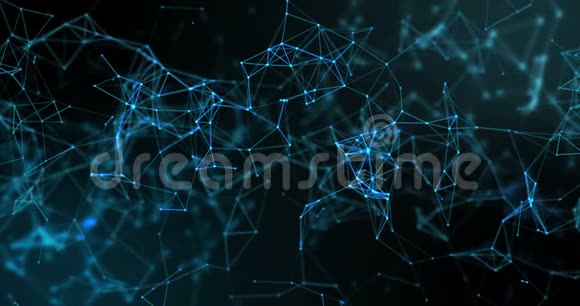 黑色背景带线条的蓝色几何丛流动运动视频的预览图