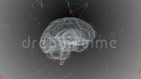 人类的大脑带有感叹号和问号的屈体很漂亮的背景科学概念视频的预览图
