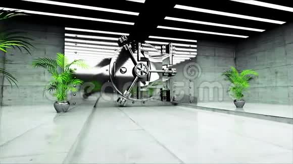 银行金库门银行内部商业概念3D动画视频的预览图