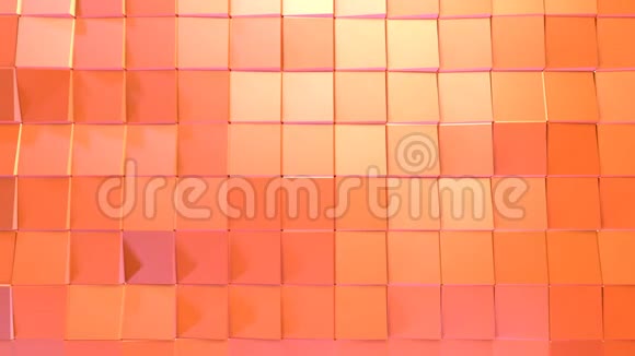 抽象简单的粉红色橙色低聚三维表面作为空间背景移动的软几何低聚运动背景视频的预览图