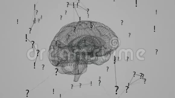 人类的大脑带有感叹号和问号的屈体很漂亮的背景科学概念视频的预览图