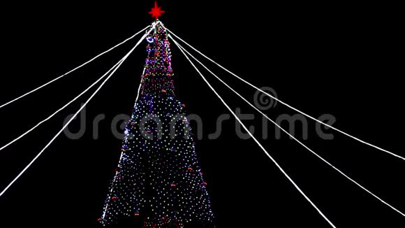 黑色背景的冬季圣诞树视频的预览图
