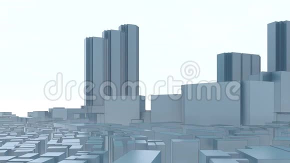 东京城市轮廓抽象3D动画4K视频的预览图