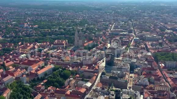 扎格雷布克罗地亚五月2019年空中观景无人机从上面拍摄萨格勒布市视频的预览图