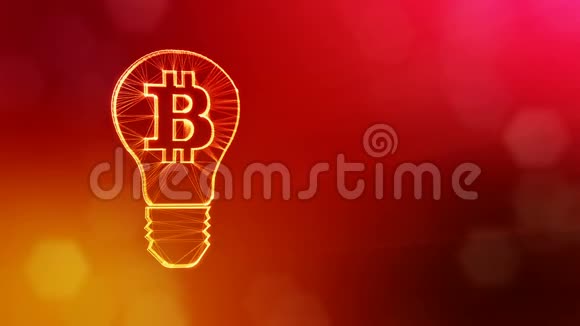 灯泡里有比特币的符号金融背景由辉光粒子作为图像全息图三维环视频的预览图