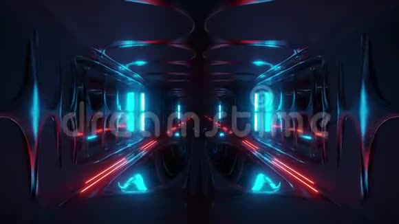 无止境的未来主义科幻外星空间走廊空库三维插图运动背景现场视频的预览图