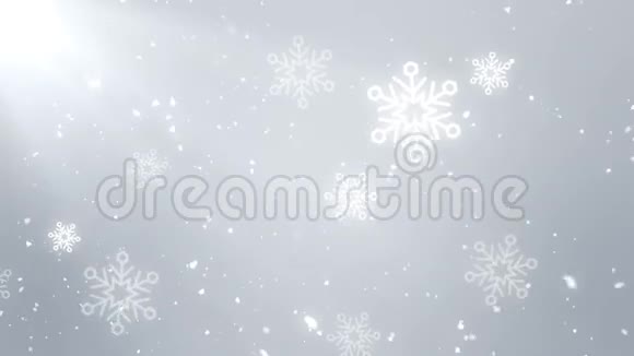 白色雪花和白色背景圣诞主题的闪亮灯光视频的预览图